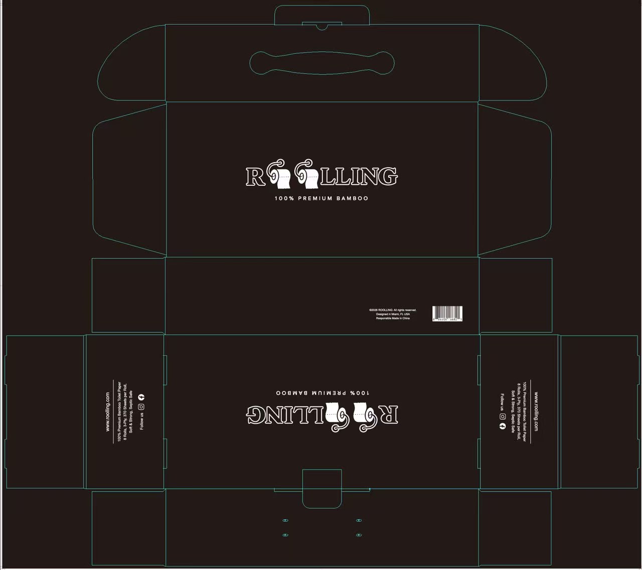 Dieline artwork for the corrugated toilet paper gift mailer
