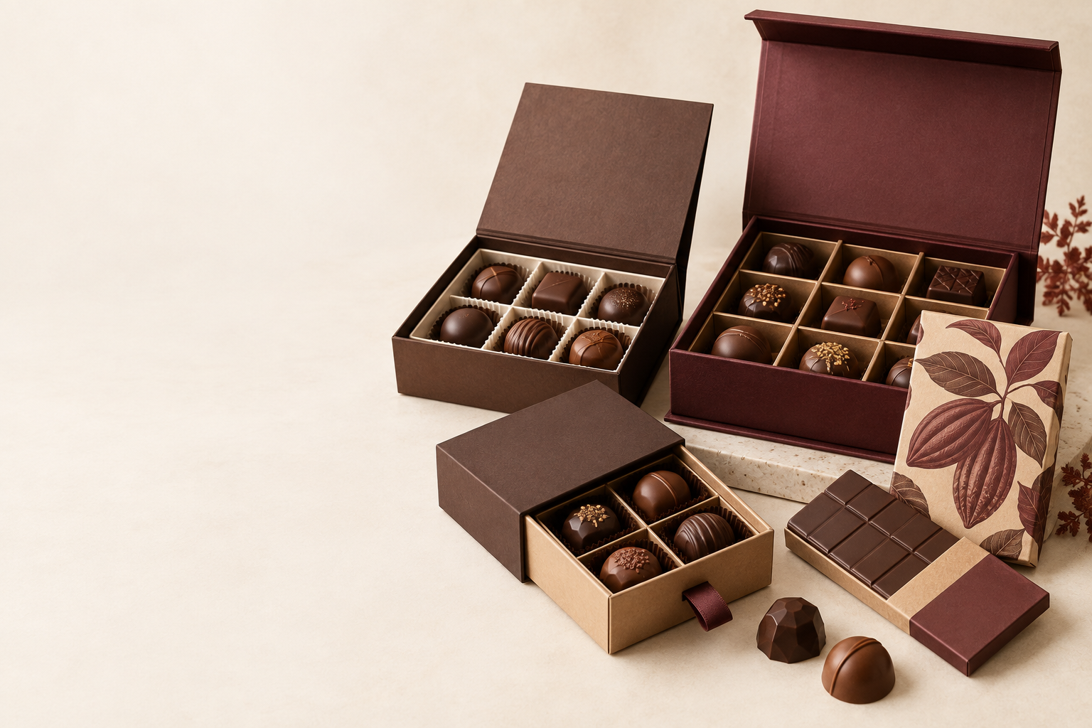 Chocolate gift boxes and divided assortments