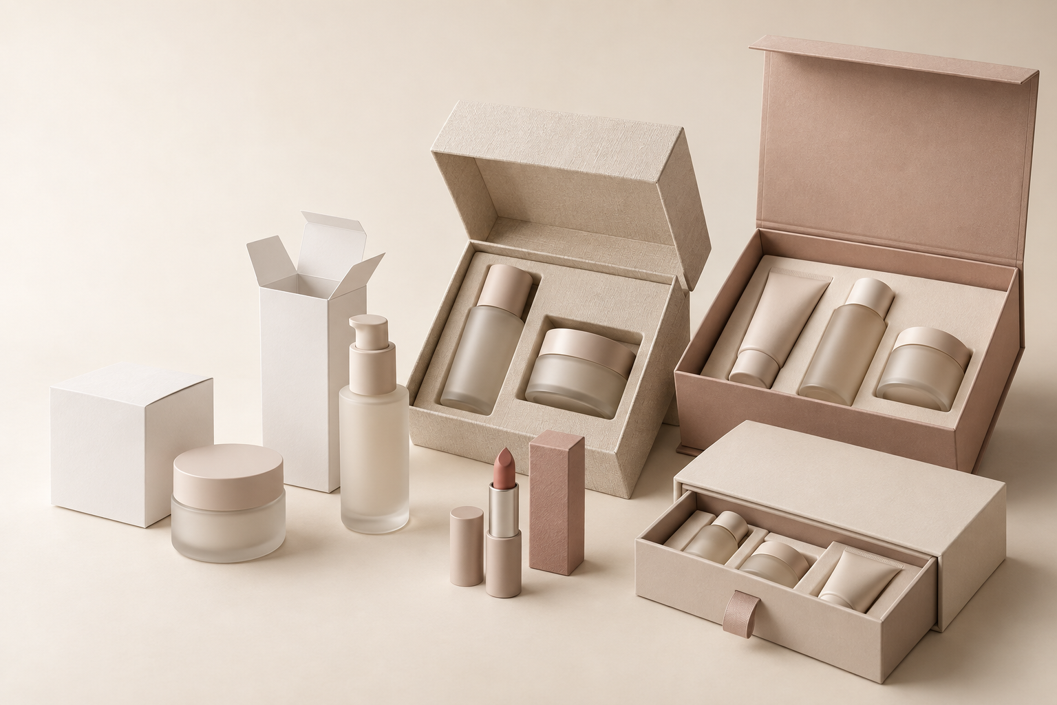 Packaging concept for How to Plan Custom Cosmetics Packaging: Carton, Rigid Box and Gift Set